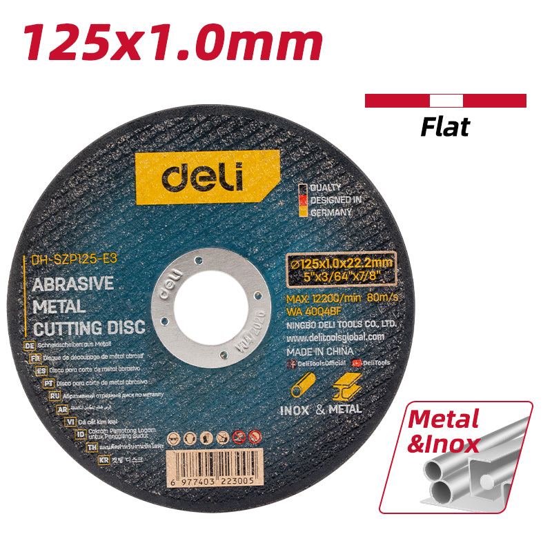 Deli Tools Katkaisu-/hiomalaikka metallille 125x1,0x22,2 mm, musta