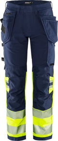 Fristads High vis Green rakentajan stretch housut lk 1 2643 GSTP
