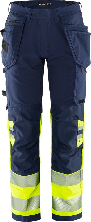 Fristads High vis Green rakentajan stretch housut lk 1 2643 GSTP
