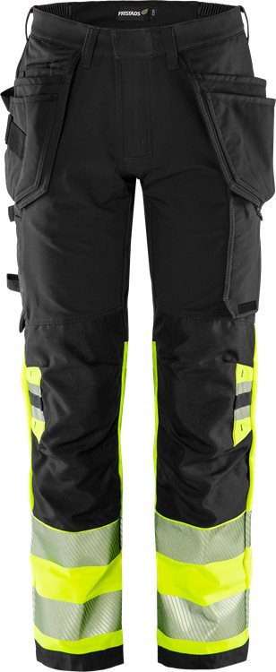Fristads High vis Green rakentajan stretch housut lk 1 2643 GSTP
