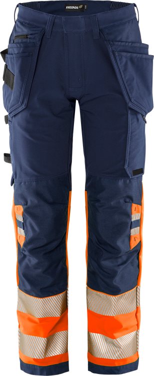 Fristads High vis Green rakentajan stretch housut lk 1 2643 GSTP