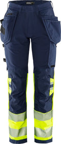 Fristads High vis Green rakentajan stretch housut naisten lk 1 2663 GSTP