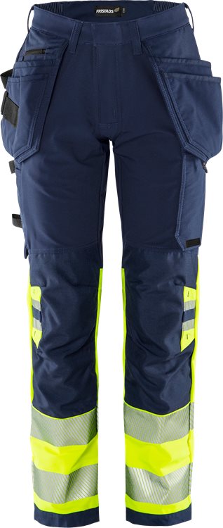 Fristads High vis Green rakentajan stretch housut naisten lk 1 2663 GSTP