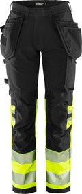Fristads High vis Green rakentajan stretch housut naisten lk 1 2663 GSTP