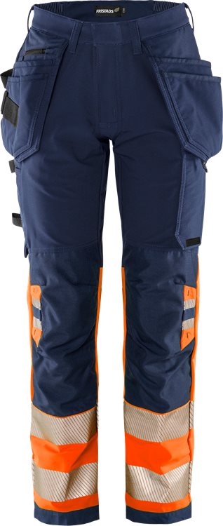 Fristads High vis Green rakentajan stretch housut naisten lk 1 2663 GSTP