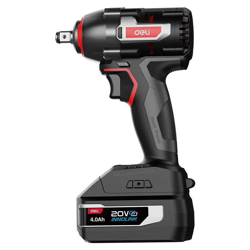 Deli Tools 20V iskevä mutterinväännin 500 Nm (sisältää 2*4,0 Ah akut + laturin)