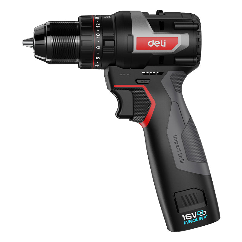 Deli Tools akkuiskuporakone kahdella akulla 16 V | 45 Nm