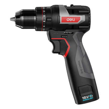 Deli Tools akkuiskuporakone kahdella akulla 16 V | 45 Nm