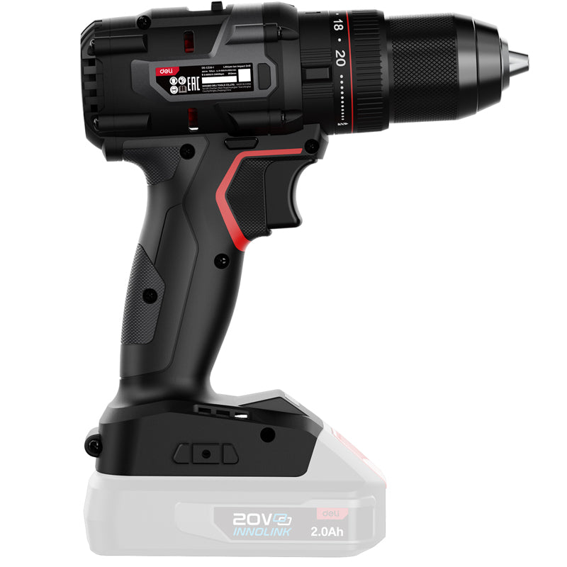 Deli Tools akkuiskuporakone runko 20 V | 70 Nm