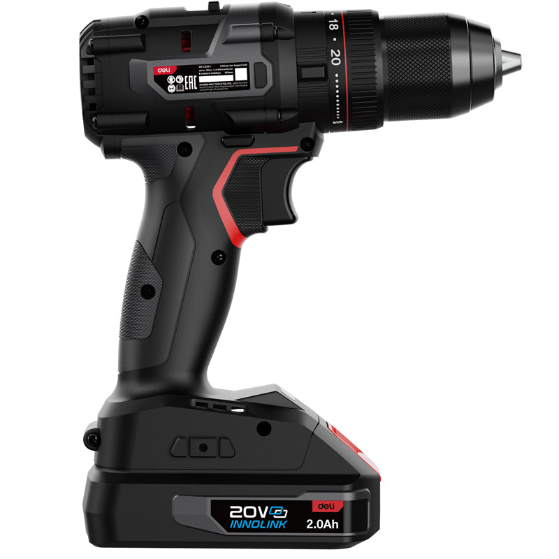 Deli Tools akkuiskuporakone akuilla 20 V | 70 Nm