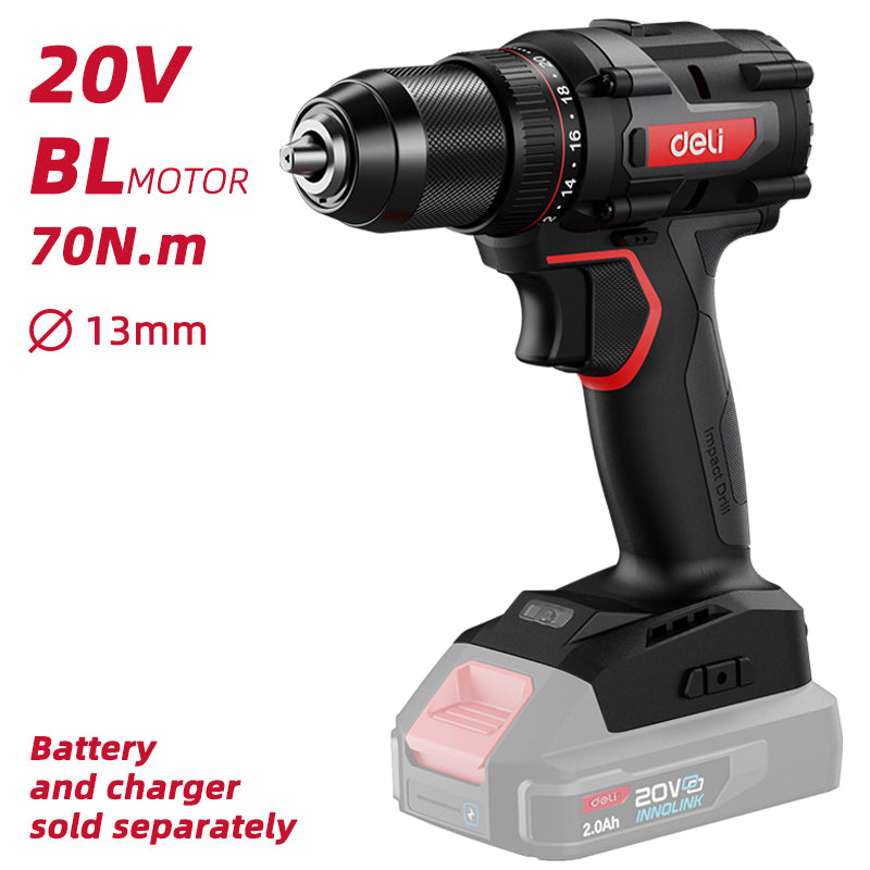 Deli Tools akkuporakone runko20 V | 70 Nm