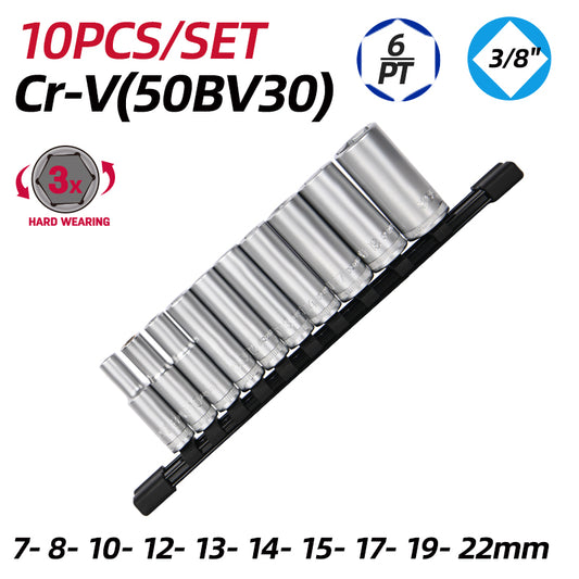 Deli Tools hylsysarja 10 kpl 7-22 mm