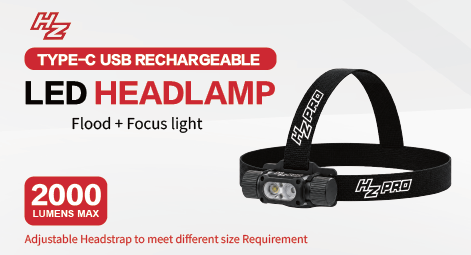 Ladattava otsavalo HZ Pro 2000 lumen