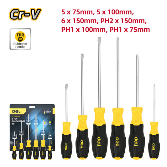Deli Tools ruuvimeisselisarja 6 kpl 100-150 mm