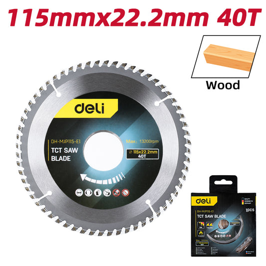 Deli Tools TCT-sahanterä 115 x 22,2 mm, 40 T