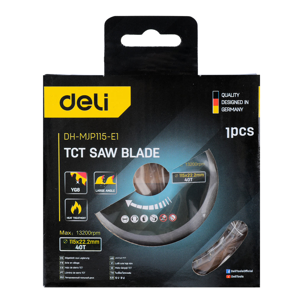 Deli Tools TCT-sahanterä 115 x 22,2 mm, 40 T